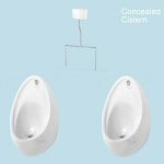 2 Urinals Set - Armitage Shanks Contour: Concealed Trap, Flushpipes & Cistern