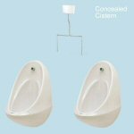 2 Urinals Set - Twyford Spectrum : Concealed Trap, Flushpipes & Cistern