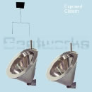 2 Urinals Set - CONICAL STAINLESS STEEL : Exposed Flushpipes & Cistern