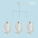 3 Urinals Set - OLYMPUS STANDARD : Exposed Trap, Flushpipes & China Cistern