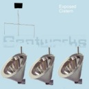3 Urinals Set - CONICAL STAINLESS STEEL : Exposed Flushpipes & Cistern
