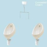 2 Urinals Set - Twyford Clifton: Concealed Flushpipes & Cistern