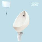 1 Urinal Set - Twyford Clifton: Exposed Trap, Flushpipes & China Cistern