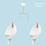 2 Urinals Set - Twyford Clifton: Exposed Trap, Flushpipes & China Cistern