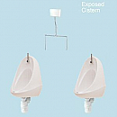 2 Urinals Set - Twford Camden: Exposed Trap, Flushpipes & China Cistern
