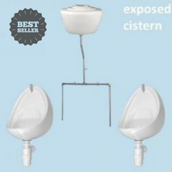 2 Urinal Set - Coronus 500: Exposed Trap, Flushpipes & China Cistern 2 Urinal Set - Coronus 500: Exposed Trap, Flushpipes & China Cistern