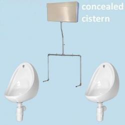 2 Urinal Set - Coronus 500: Concealed Flushpipes & Cistern