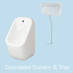 ArcSquare Single User Urinal Set – Concealed Trap, Flushpipes & Cistern