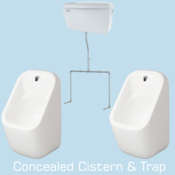 ArcSquare Two User Urinal Set – Concealed Trap, Flushpipes & Cistern