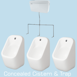 ArcSquare Three User Urinal Set – Concealed Trap, Flushpipes & Cistern