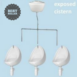 3 Urinal Set - Coronus 500: Exposed Trap, Flushpipes  & China Cistern 3 Urinal Set - Coronus 500: Exposed Trap, Flushpipes  & China Cistern