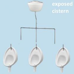 3 Urinals Set - Armitage Shanks Sanura 500: Exposed Trap, Flushpipes & China Cistern 3 Urinals Set - Armitage Shanks Sanura 500: Exposed Trap, Flushpipes & China Cistern