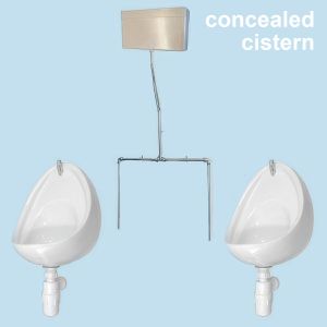 2 Urinal Set - Coronus 500: Concealed Flushpipes & Cistern