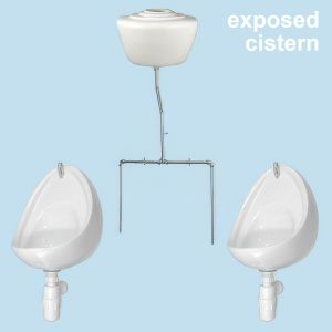 2 Urinal Set - Coronus 500: Exposed Trap, Flushpipes  & China Cistern