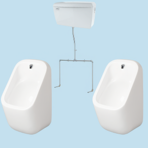 ArcSquare Two User Urinal Set – Concealed Trap, Flushpipes & Cistern