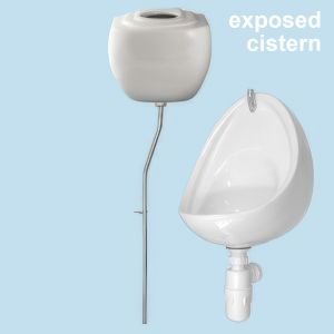 1 Urinal Set - Coronus 500: Exposed Trap, Flushpipes  & China Cistern