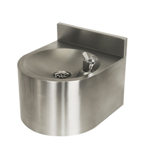 Drinking Fountain - Wall Mounted Stainless Steel with Undershroud and Bubbler Valve Tap